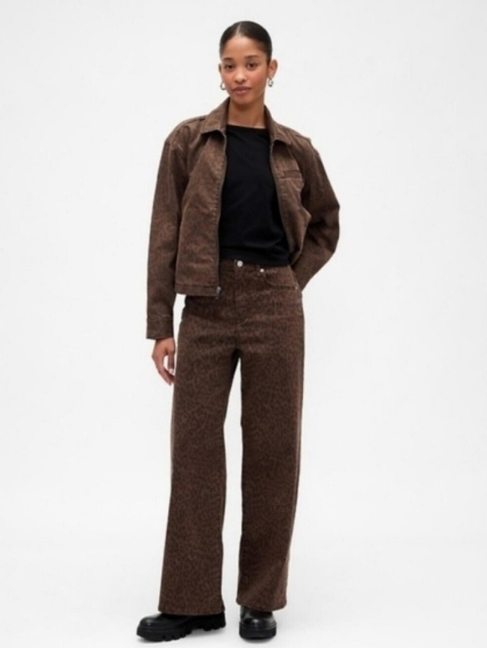 NWT Gap High Rise Print Wide-Leg Jeans Leopard NWT